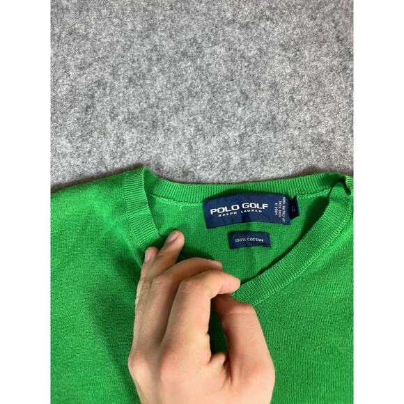 VINTAGE Polo Golf Ralph Lauren Vest Sweater Men Large Green V Neck Pullover Golf - Picture 4 of 5